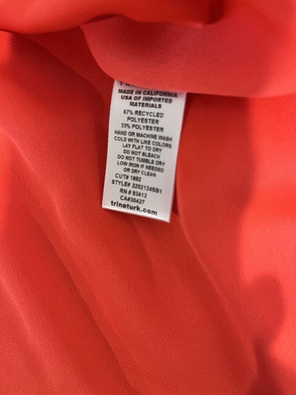 Trina Turk women Poppy Haipo Draped Side Tie Back Crepe Blouse Top sz Small $198 - Picture 11 of 11